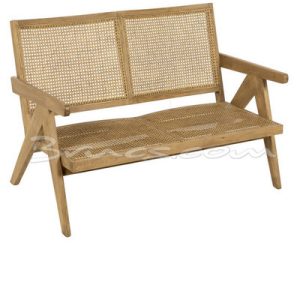 Sofá 2 plazas dake roble y rattan tejido natural