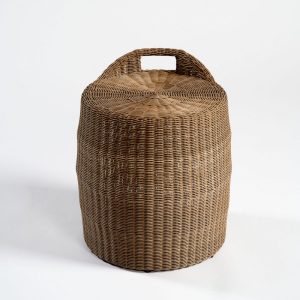 Mesa auxiliar cilíndrica ratán sintético color natural Mesa auxiliar cilíndrica ratán sintético color natural