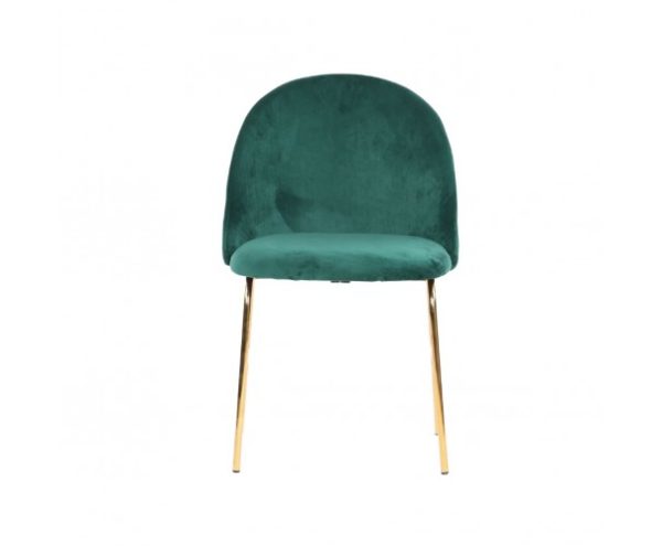 Silla de terciopelo verde y pata dorada