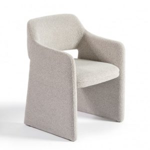 Silla de comedor tapizada bouclé grisáceo Silla de comedor tapizada bouclé grisáceo