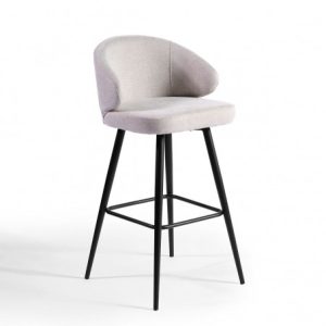 Taburete tapizado arena y pata metal negro Taburete tapizado arena y pata metal negro