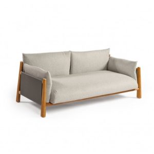 Sofá de dos plazas teca y tapizado exterior Sofá de dos plazas teca y tapizado exterior