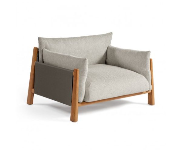 Sillón de teca y tapizado exterior