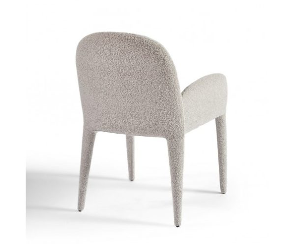 Sillón de comedor tapizado bouclé grisáceo