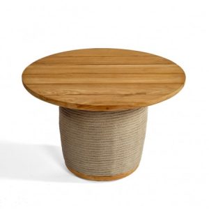 Mesa auxiliar redonda cuerda y teca 70