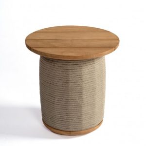 Mesa auxiliar redonda cuerda y teca 50