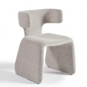 Silla de comedor completamente tapizada bouclé grisáceo Silla de comedor completamente tapizada bouclé grisáceo