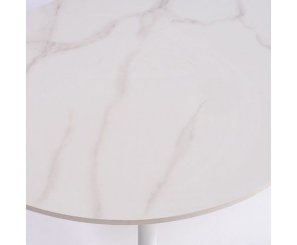 Mesa de centro ovalada aluminio blanco y piedra