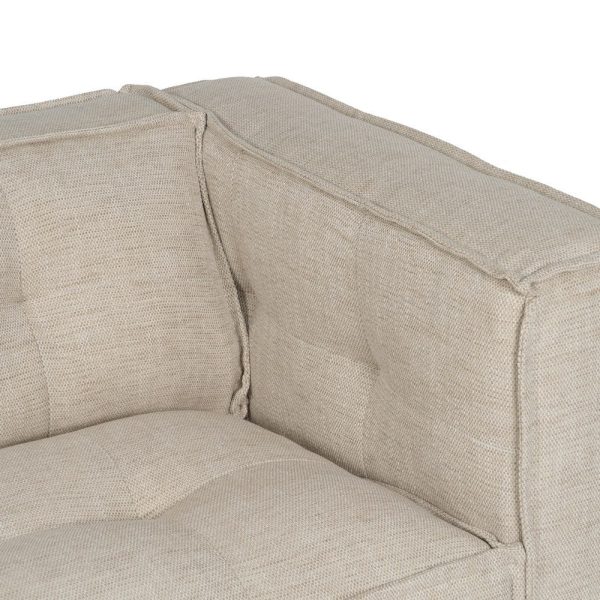 Sofá 3 plazas beige tejido sibaris 218 x 102 x 77 cm