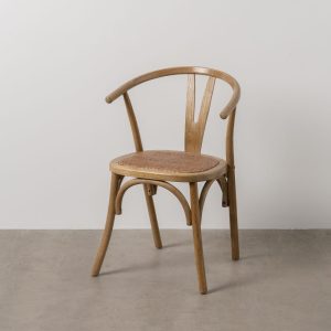 Silla Marrón Madera-Ratán 55 X 50 X 81 Cm Silla Marrón Madera-Ratán 55 X 50 X 81 Cm