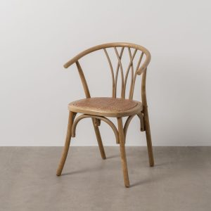 Silla Marrón Madera-Ratán 55 X 50 X 81 Cm Silla Marrón Madera-Ratán 55 X 50 X 81 Cm