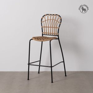 Taburete Natural-Negro Pe-Acero Salón 60 X 61 X 117 Cm Taburete Natural-Negro Pe-Acero Salón 60 X 61 X 117 Cm