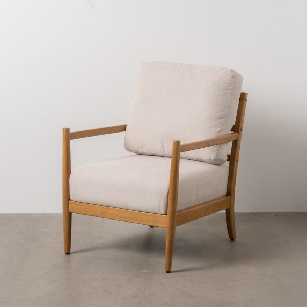 Sillón blanco-natural madera-mdf 65 x 71 x 88 cm