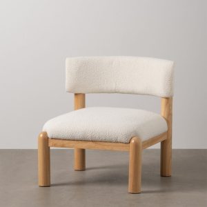 Sillón Blanco-Natural Madera De Caucho 62 X 62 X 71 Cm Sillón Blanco-Natural Madera De Caucho 62 X 62 X 71 Cm