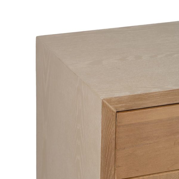 Aparador blanco-natural madera-metal 148 x 38 x 66 cm