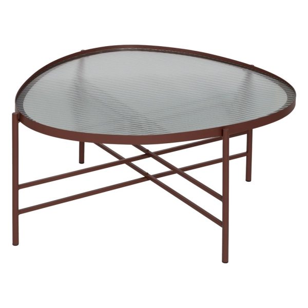 Mesa centro teja metal-cristal 78 x 68 x 37 cm