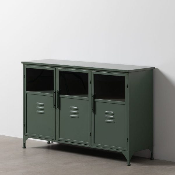 Aparador verde menta metal-cristal 120 x 35 x 76 cm