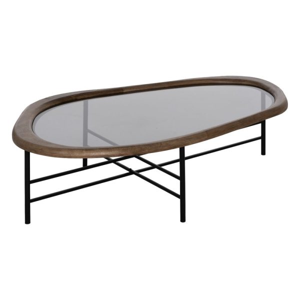 Mesa centro natural-negro madera-metal 120 x 69 x 33 cm