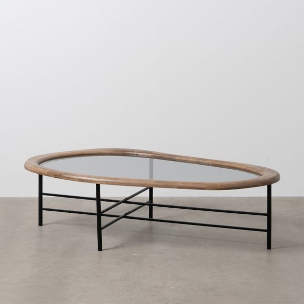 Mesa centro natural-negro madera-metal 120 x 69 x 33 cm