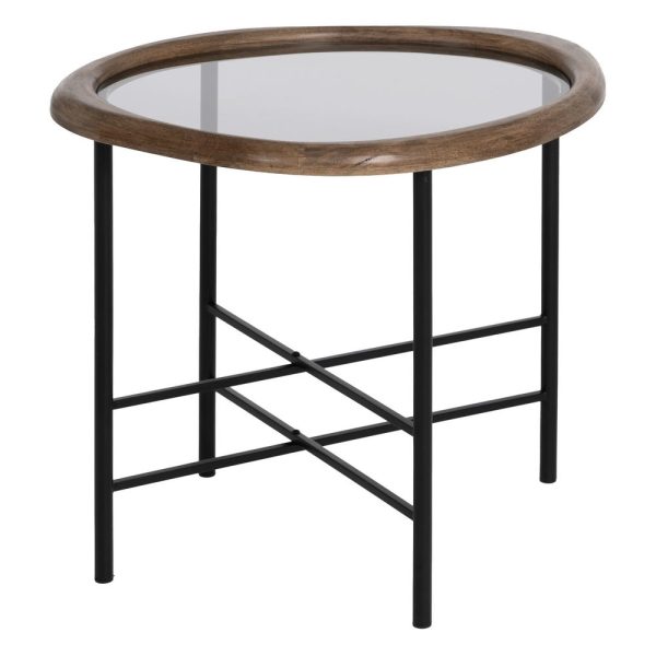 Mesita natural-negro madera-metal 61 x 50 x 53 cm