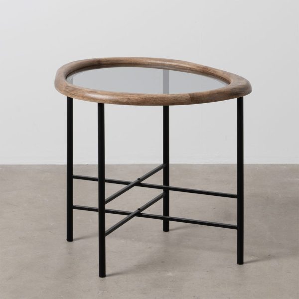 Mesita natural-negro madera-metal 61 x 50 x 53 cm