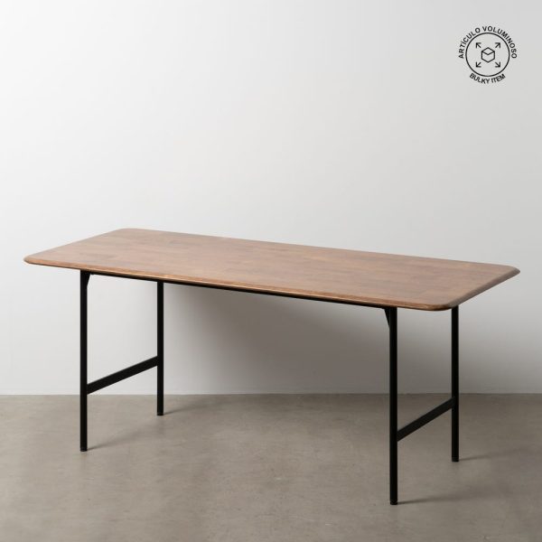 Mesa comedor marrón-negro madera-metal 180 x 80 x 76 cm