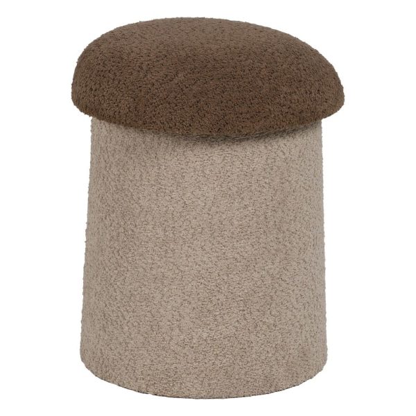 S/2 puf beige-marrón tejido 40 x 40 x 48 cm