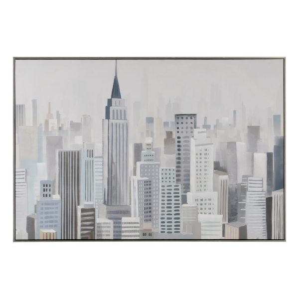 Cuadro pintura ciudad lienzo decoración 120 x 3,50 x 80 cm