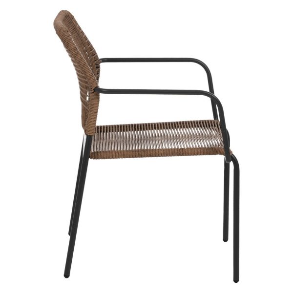 Silla beige-antracita acero exterior 53 x 63 x 78 cm