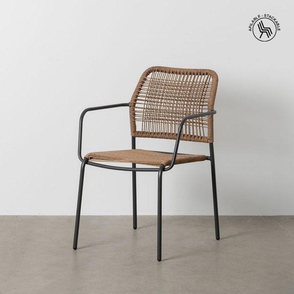 Silla beige-antracita acero exterior 53 x 63 x 78 cm
