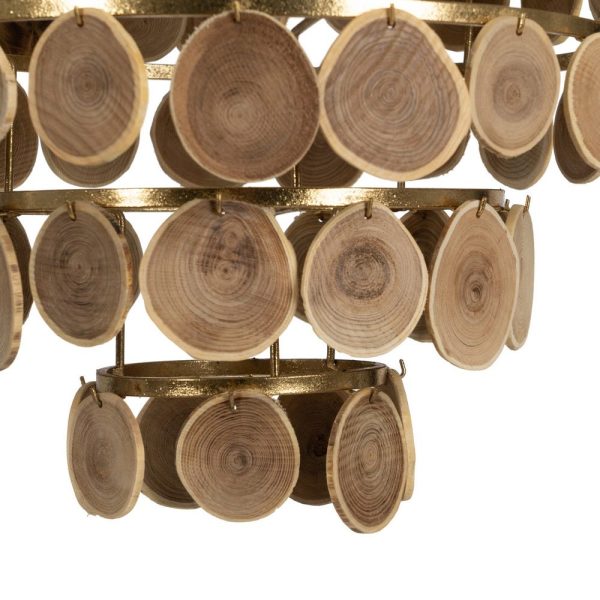 Lámpara techo natural madera-metal 45 x 45 x 58 cm