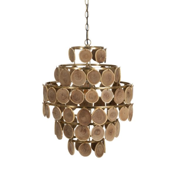 Lámpara techo natural madera-metal 45 x 45 x 58 cm