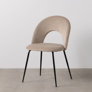 Silla Beige Tejido-Metal Contract 49 X 60 X 81 Cm Silla Beige Tejido-Metal Contract 49 X 60 X 81 Cm
