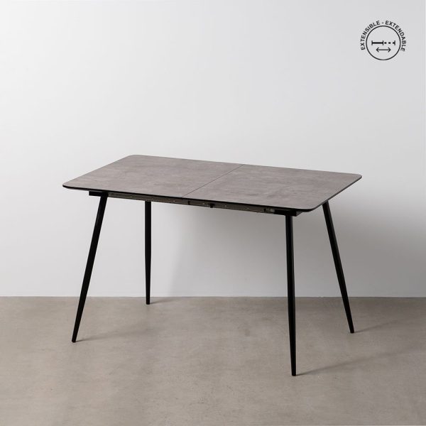 Mesa extensible gris dm-metal salón 120 x 80 x 75 cm