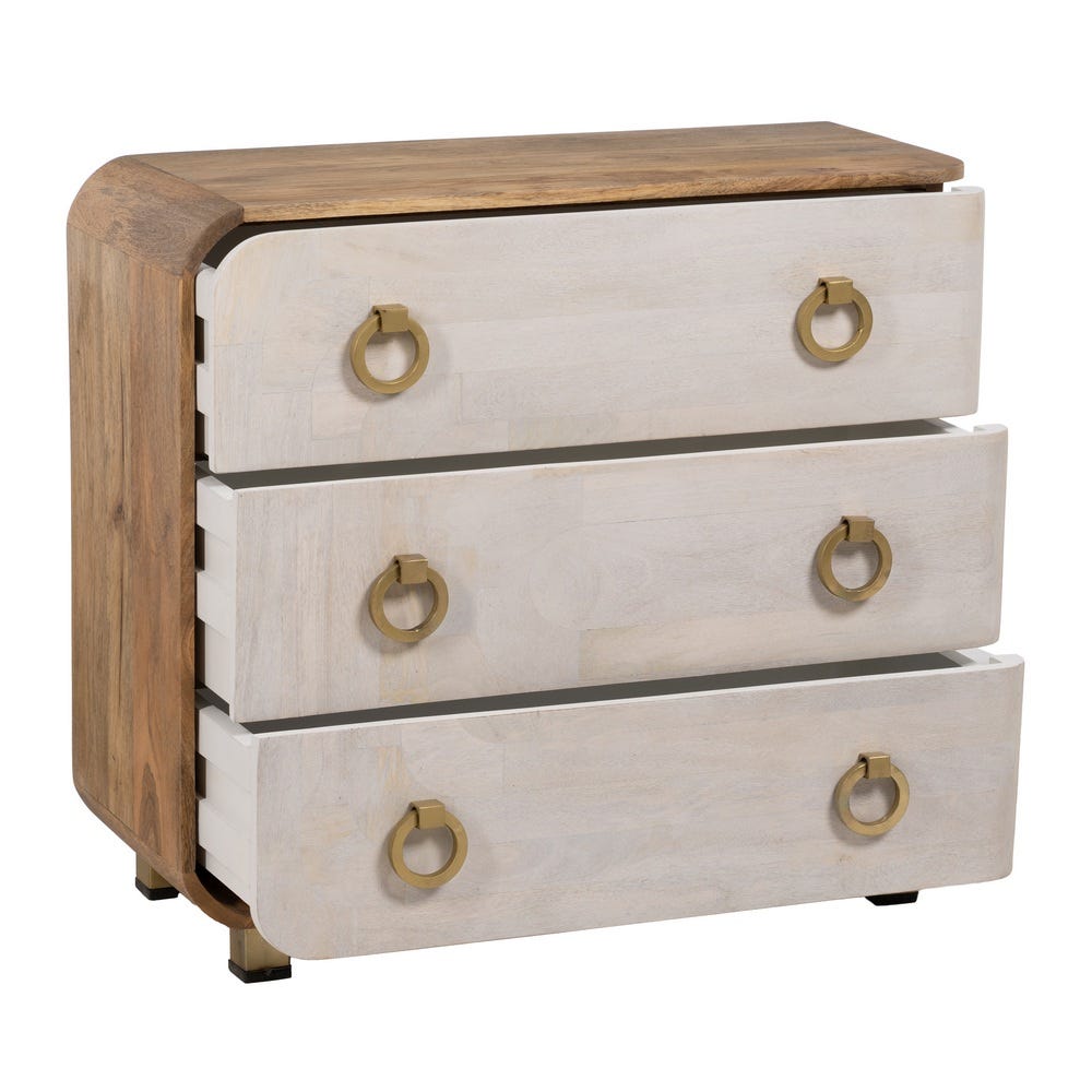 Cómoda Blanco-Natural Madera De Mango 91 X 38,50 X 83 Cm Cómoda Blanco-Natural Madera De Mango 91 X 38,50 X 83 Cm