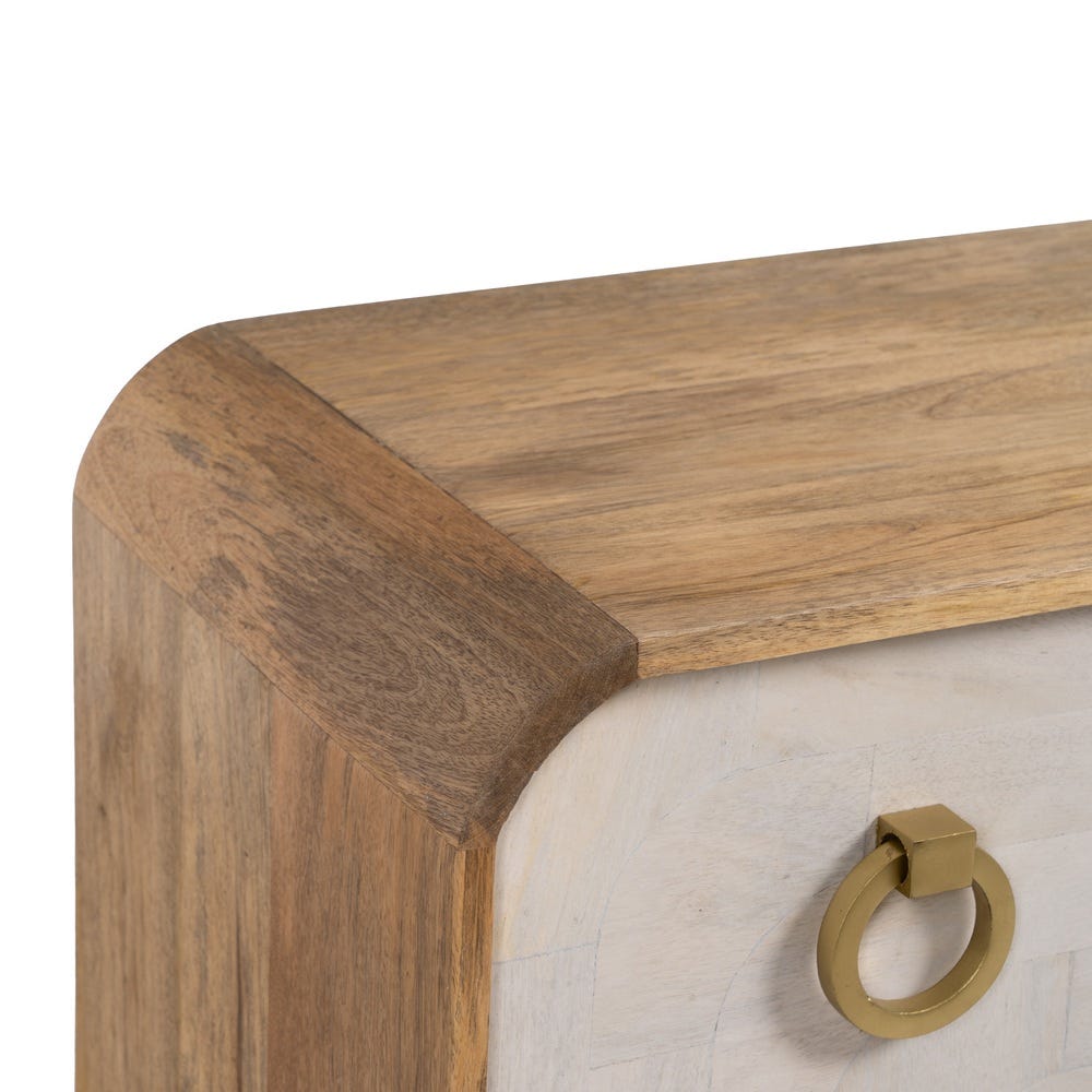 Cómoda Blanco-Natural Madera De Mango 91 X 38,50 X 83 Cm Cómoda Blanco-Natural Madera De Mango 91 X 38,50 X 83 Cm