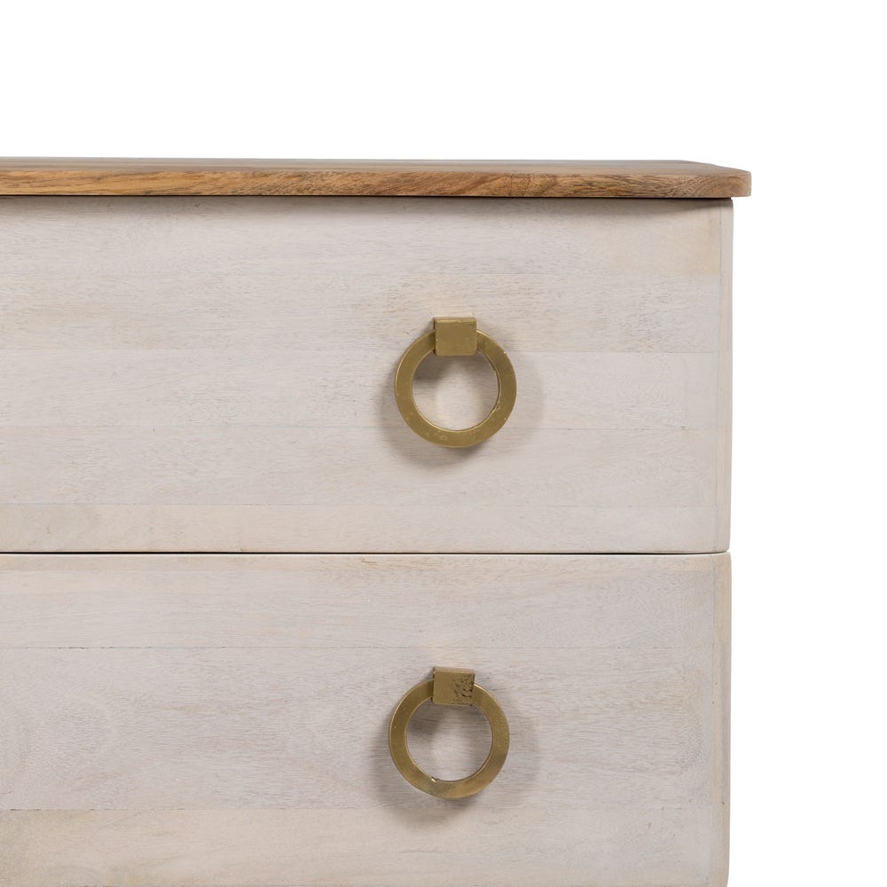 Cómoda Blanco-Natural Madera De Mango 91 X 38,50 X 83 Cm Cómoda Blanco-Natural Madera De Mango 91 X 38,50 X 83 Cm