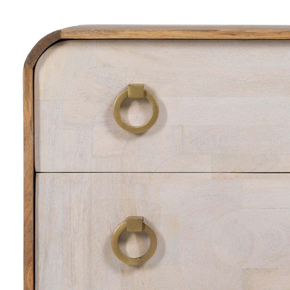 Cómoda Blanco-Natural Madera De Mango 91 X 38,50 X 83 Cm Cómoda Blanco-Natural Madera De Mango 91 X 38,50 X 83 Cm