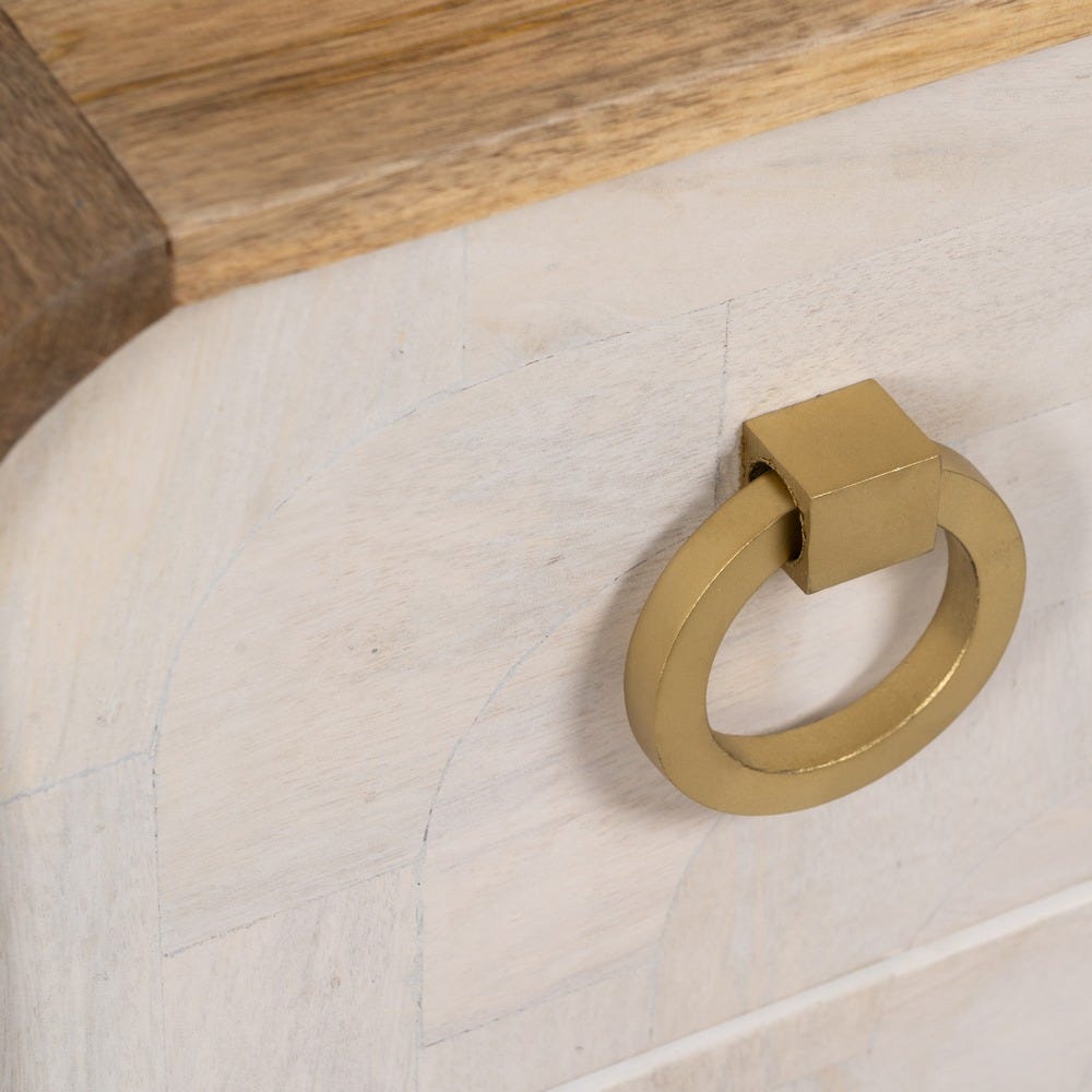 Cómoda Blanco-Natural Madera De Mango 91 X 38,50 X 83 Cm Cómoda Blanco-Natural Madera De Mango 91 X 38,50 X 83 Cm