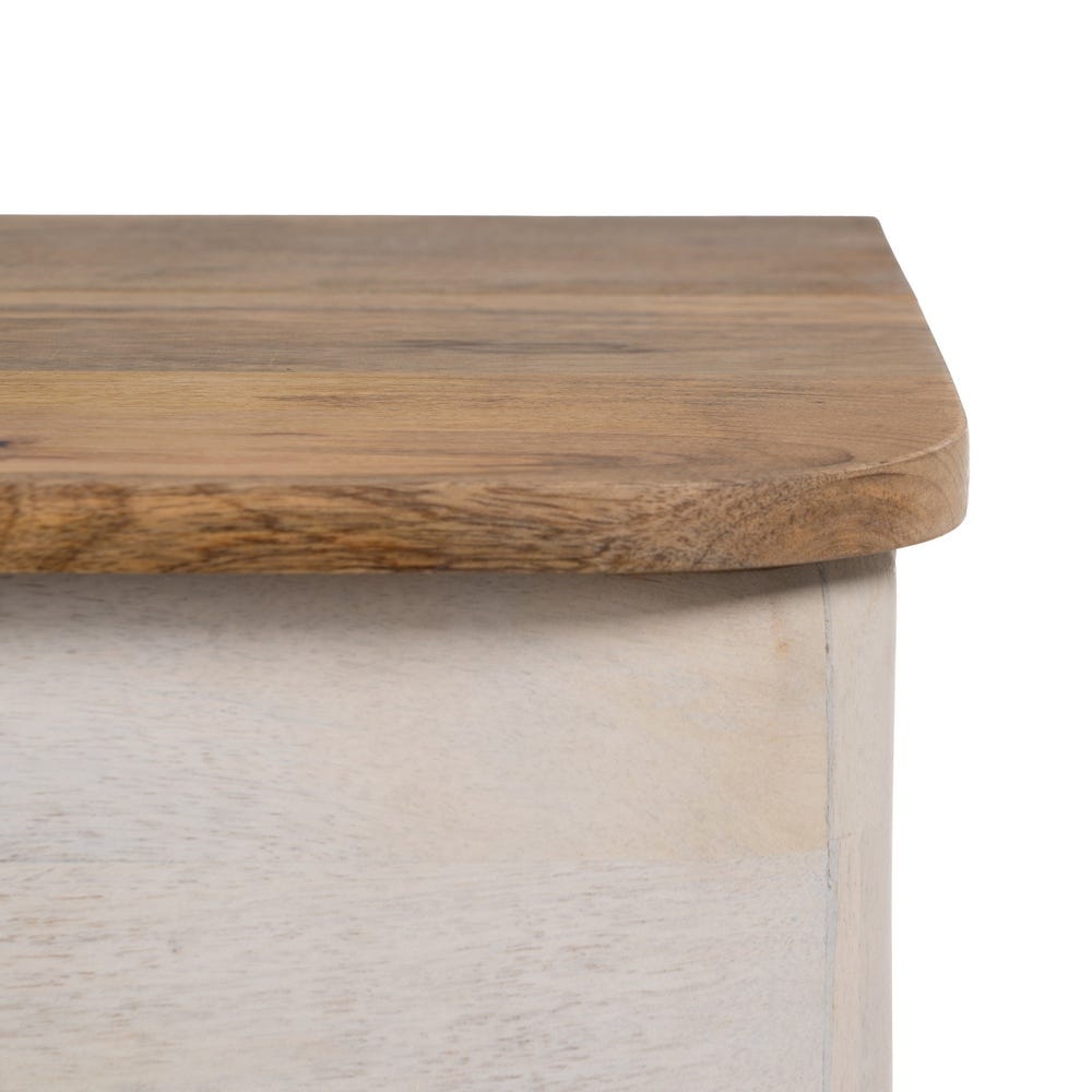 Cómoda Blanco-Natural Madera De Mango 91 X 38,50 X 83 Cm Cómoda Blanco-Natural Madera De Mango 91 X 38,50 X 83 Cm
