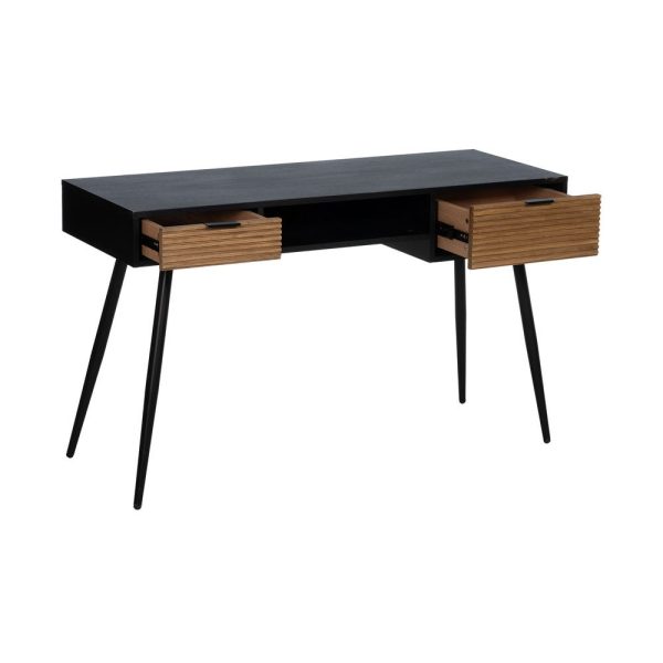 Escritorio negro-natural dm-madera 120 x 45 x 73 cm