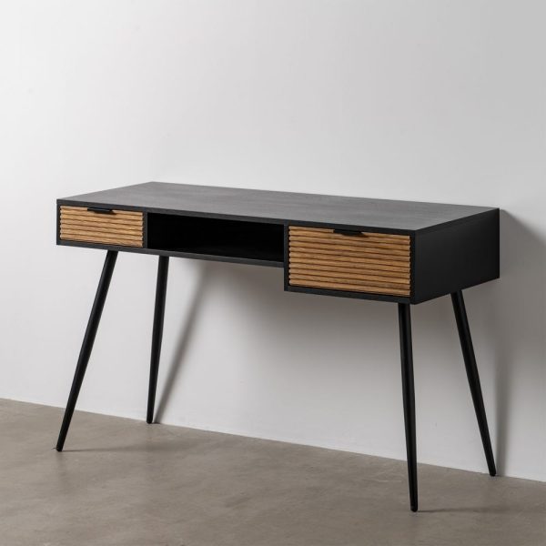 Escritorio negro-natural dm-madera 120 x 45 x 73 cm