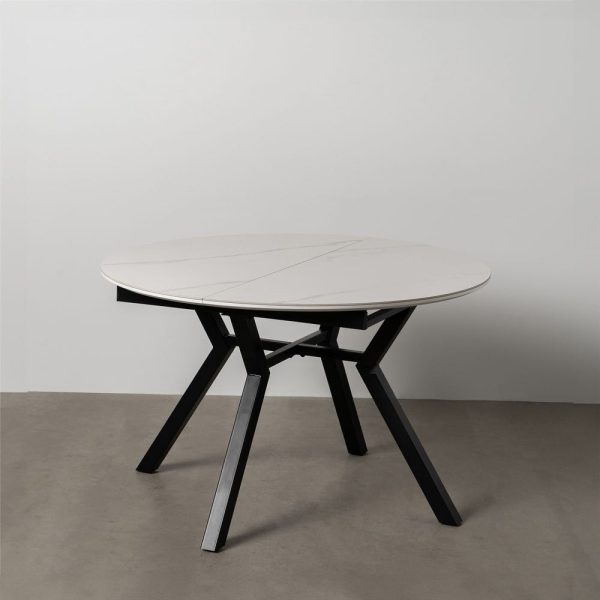 Mesa extensible blanco-negro 120 x 120 x 75 cm