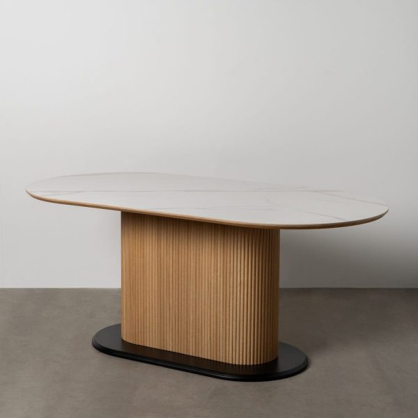 Mesa comedor blanco-natural 180 x 90 x 75 cm