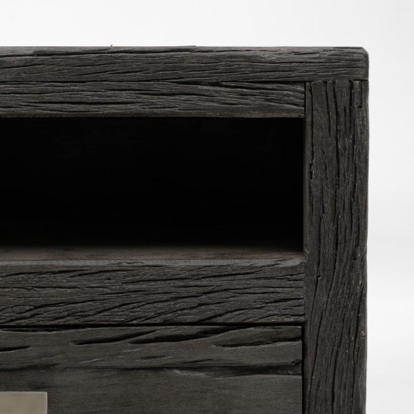 Mueble tv negro madera / acero salón 160 x 40 x 59 cm