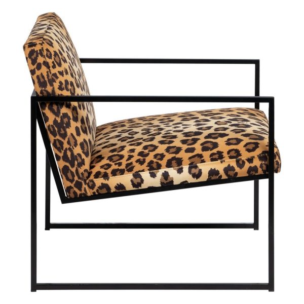 Sillón animal print tejido-metal salón 65 x 85 x 73 cm