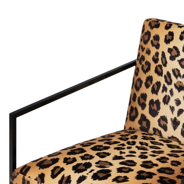 Sillón animal print tejido-metal salón 65 x 85 x 73 cm