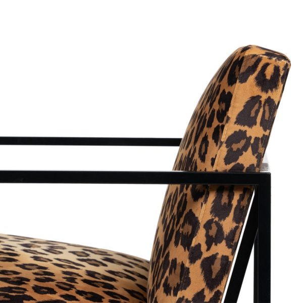 Sillón animal print tejido-metal salón 65 x 85 x 73 cm