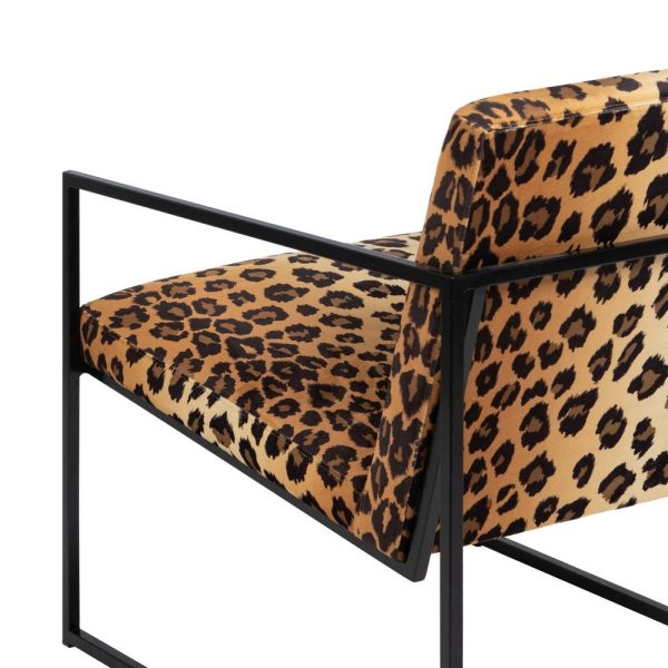 Sillón animal print tejido-metal salón 65 x 85 x 73 cm