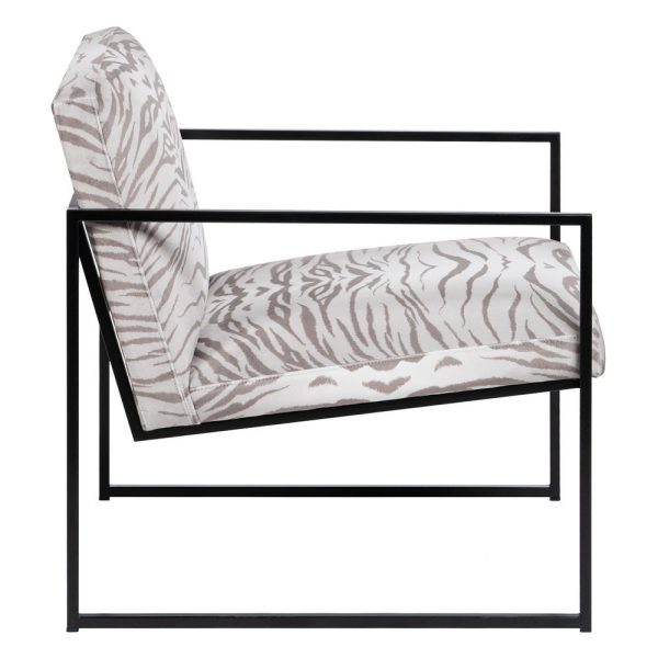 Sillón animal print tejido-metal salón 65 x 85 x 73 cm